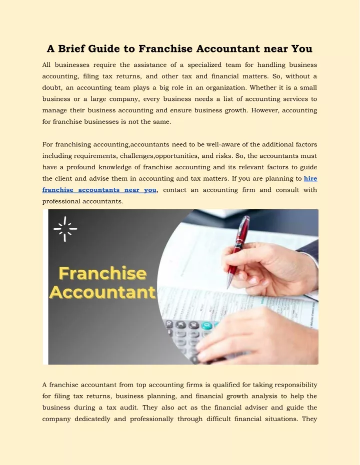 a brief guide to franchise accountant near you