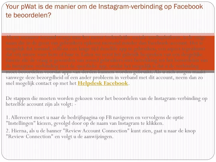 your pwat is de manier om de instagram verbinding op facebook te beoordelen