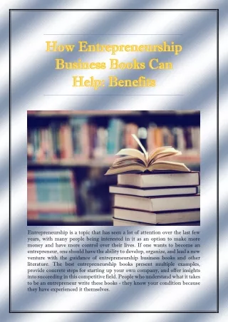 How Entrepreneurship Business Books Can Help Benefits