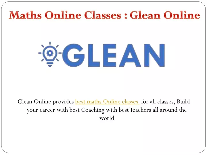 maths online classes glean online