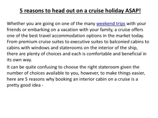 5 reasons why booking an interior cabin on a cruise is a pretty good idea