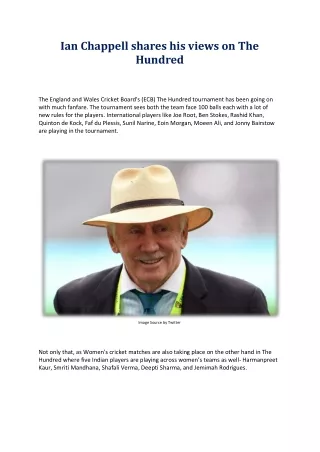 Ian Chappell shares his views on The Hundred