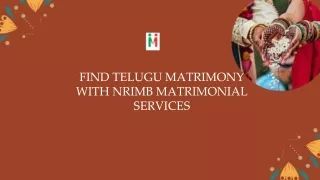 Telugu Matrimony services with NRIMB Site