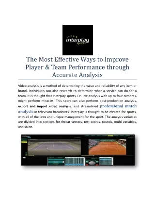 The Most Effective Ways to Improve Player & Team Performance through Accurate An