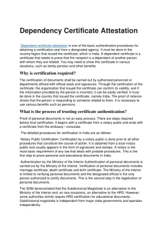 Dependency Certificate attestation