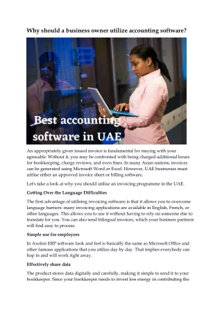 why should a business owner utilize accounting