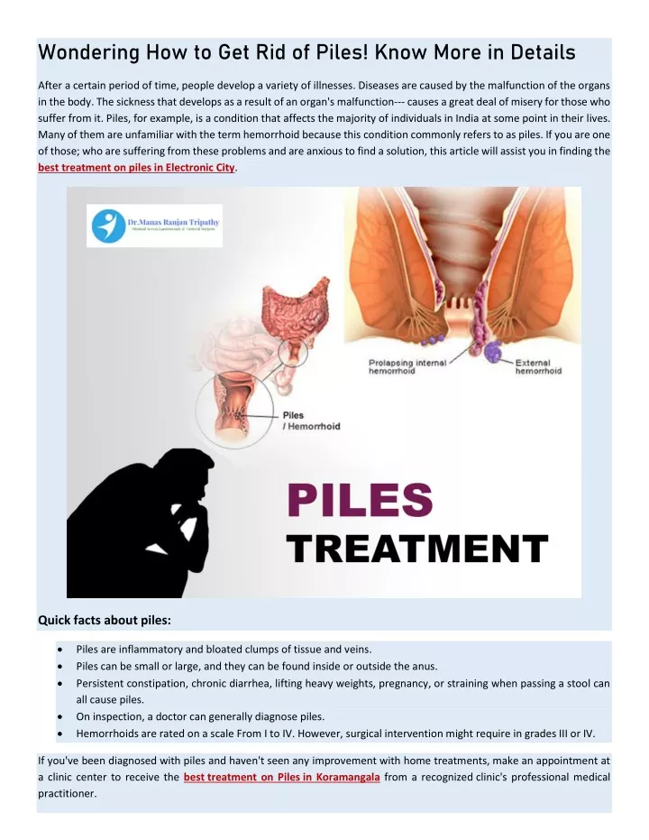 wondering how to get rid of piles know more