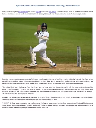 ajinkya rahane backs ben stokes decision
