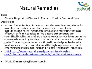 Chronic Respiratory Disease in poultry