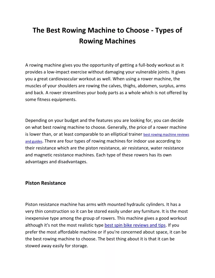 the best rowing machine to choose types of rowing