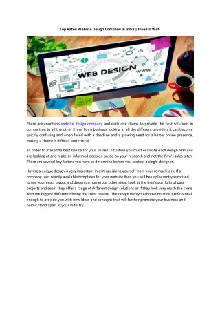 Top Rated Website Design Company In India