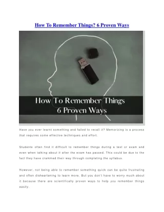 how to remember things 6 proven ways