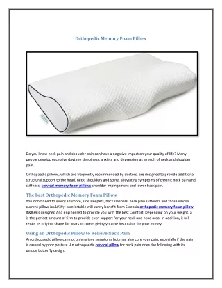 orthopedic memory foam pillow