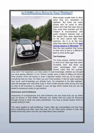 Is it Difficult to Drive in Your Thirties