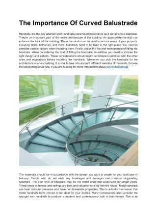 The Importance Of Curved Balustrade