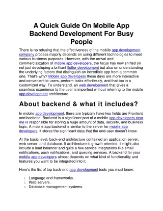 a quick guide on mobile app backend development