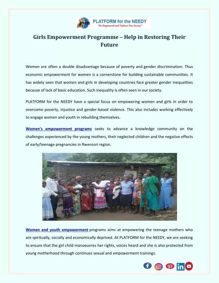 girls empowerment programme help in restoring