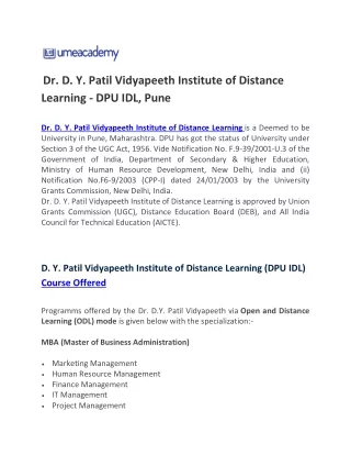 dy patil mba distance learning