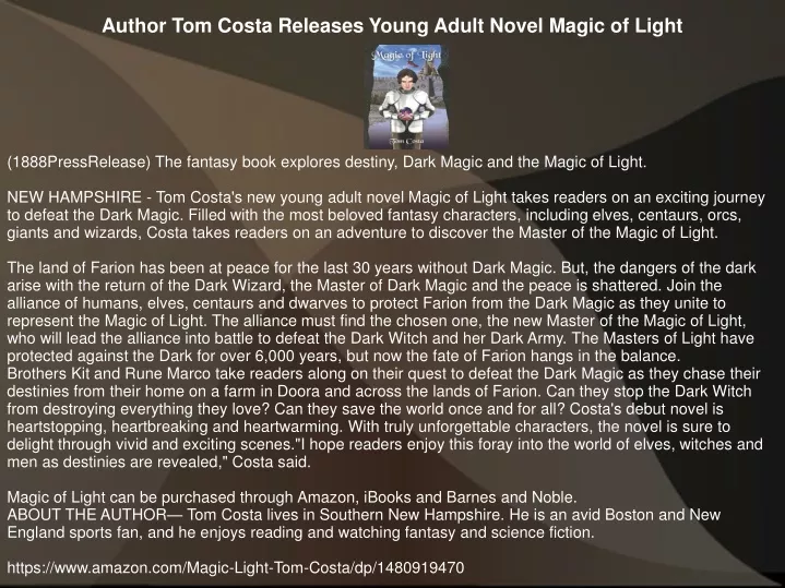 author tom costa releases young adult novel magic