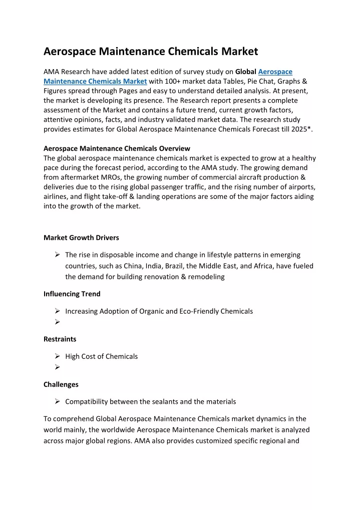 aerospace maintenance chemicals market