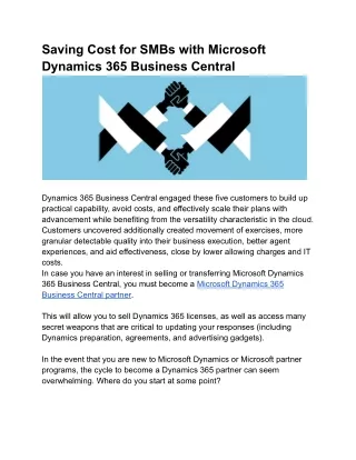 Saving Cost for SMBs with Microsoft Dynamics 365 Business Central