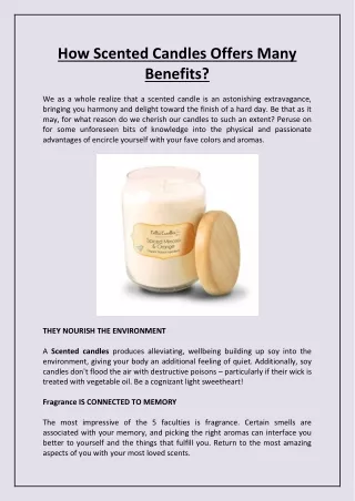 How Scented Candles Offers Many Benefits?