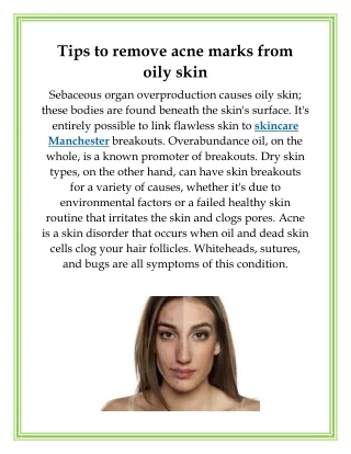 tips to remove acne marks from oily skin