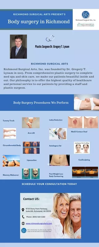 Body surgery in Richmond  | Body Surgery Expert Dr. Gregory T. Lynam