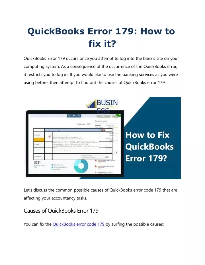 quickbooks error 179 how to fix it