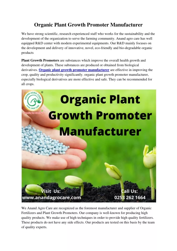organic plant growth promoter manufacturer