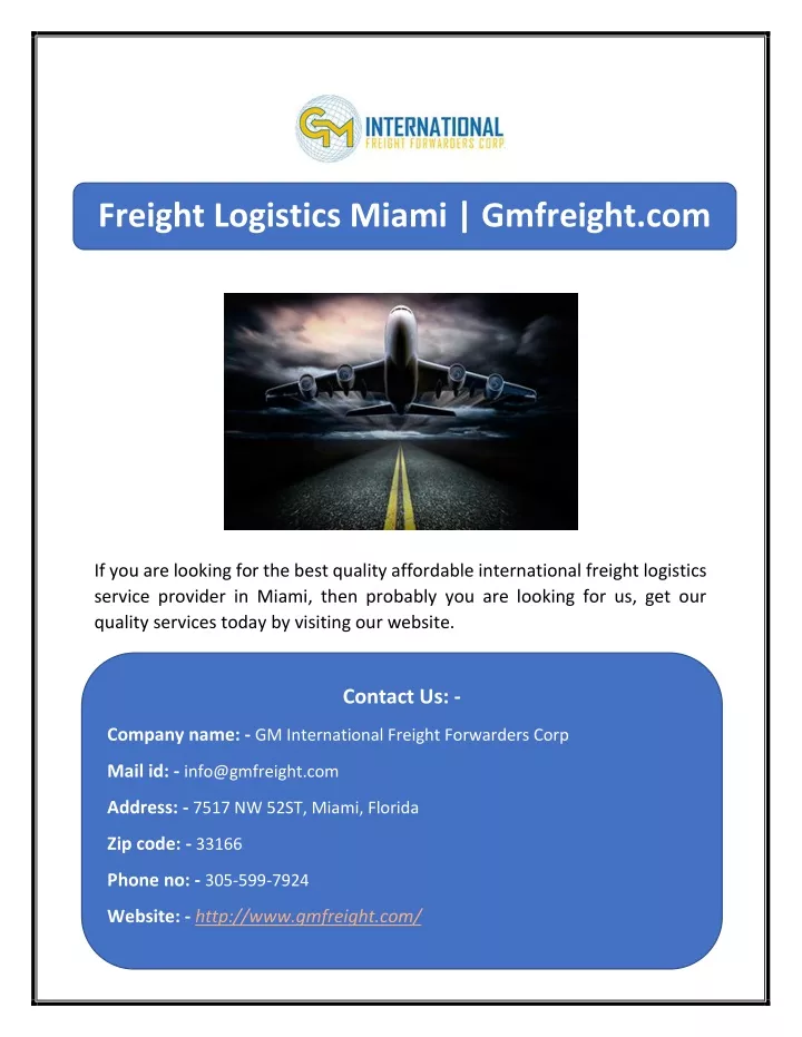 freight logistics miami gmfreight com