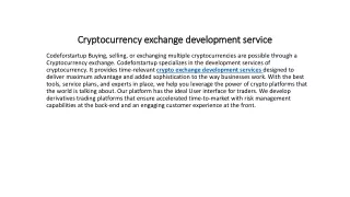 cryptocurrency exchange development service