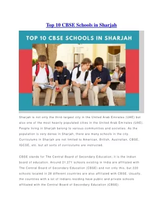 top 10 cbse schools in sharjah
