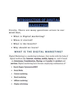 INTRODUCTION OF DIGITAL MARKETING