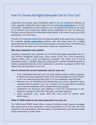 how to choose the right subwoofer size for your