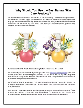 Why Should You Use the Best Natural Skin Care Products?