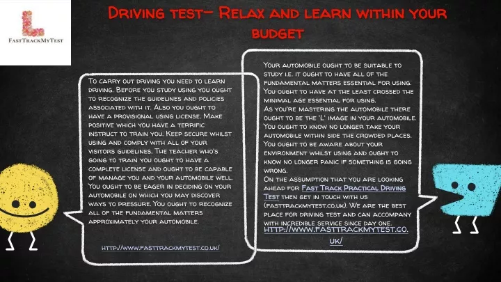 driving test relax and learn within your budget