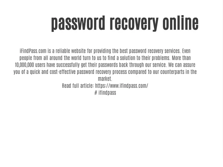 password recovery online