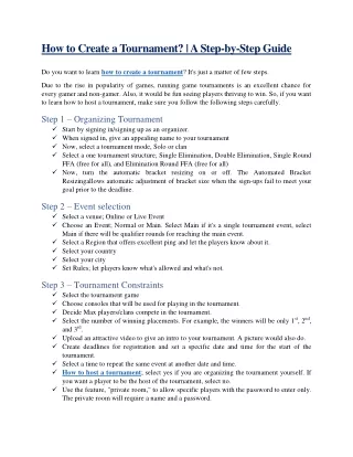 How to Create a Tournament? | A Step-by-Step Guide