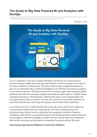 The Guide to Big Data Powered BI and Analytics with DevOps -Narwal