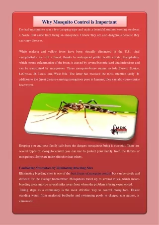 why mosquito control is important