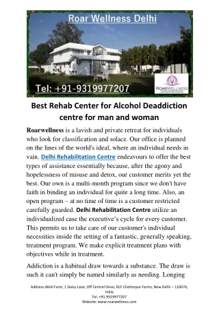 Best Rehab Center for Alcohol Deaddiction centre for man and woman