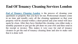 End of Tenancy Cleaning London