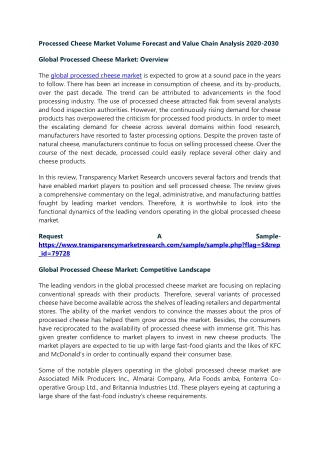 processed cheese market volume forecast and value