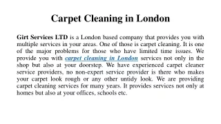 Carpet Cleaning in London