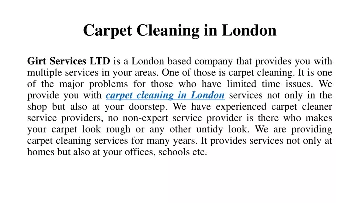 carpet cleaning in london