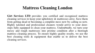 Mattress Cleaning London