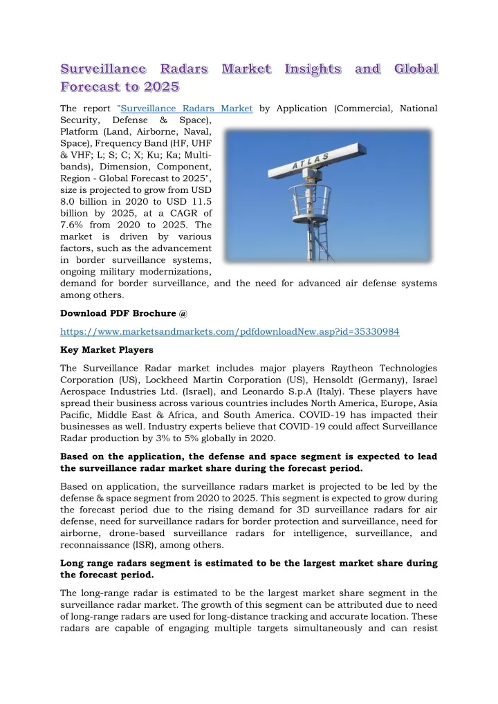 the report surveillance radars market