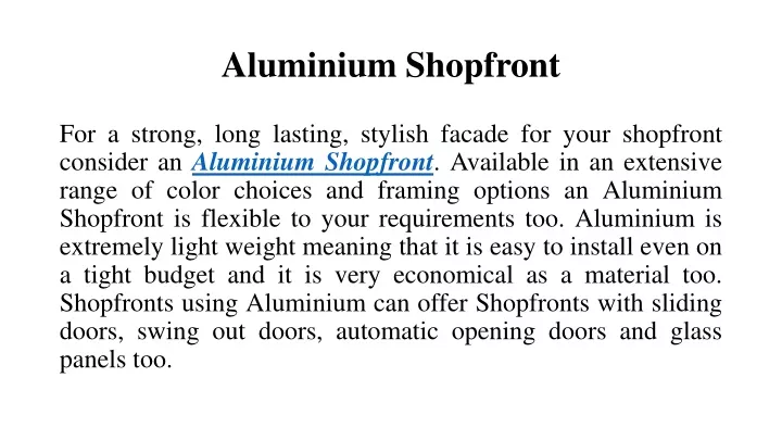 aluminium shopfront