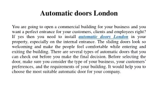 Automatic doors London